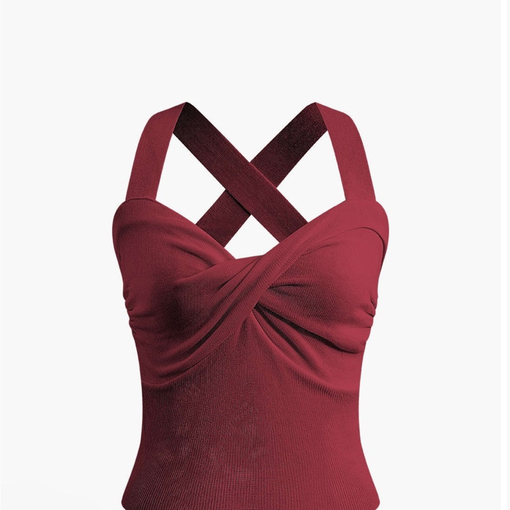 MICAS Maroon Criss Cross Tank Top